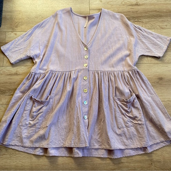 My Story dress linen baby doll lilac with pockets - Picture 1 of 11
